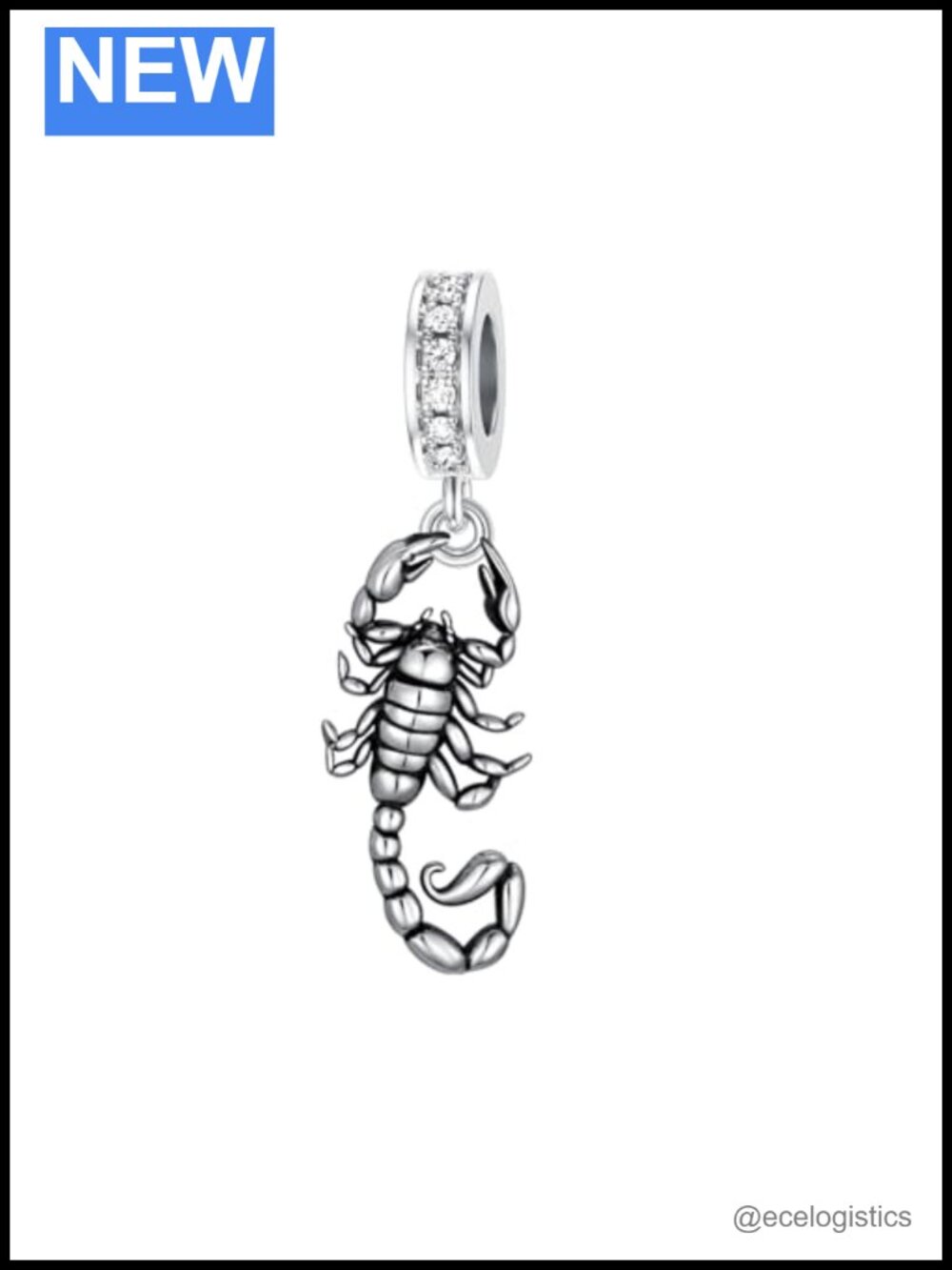 Sterling Silver Scorpion Charm Bead for Bracelets Gothic Zodiac Jewelry Gift